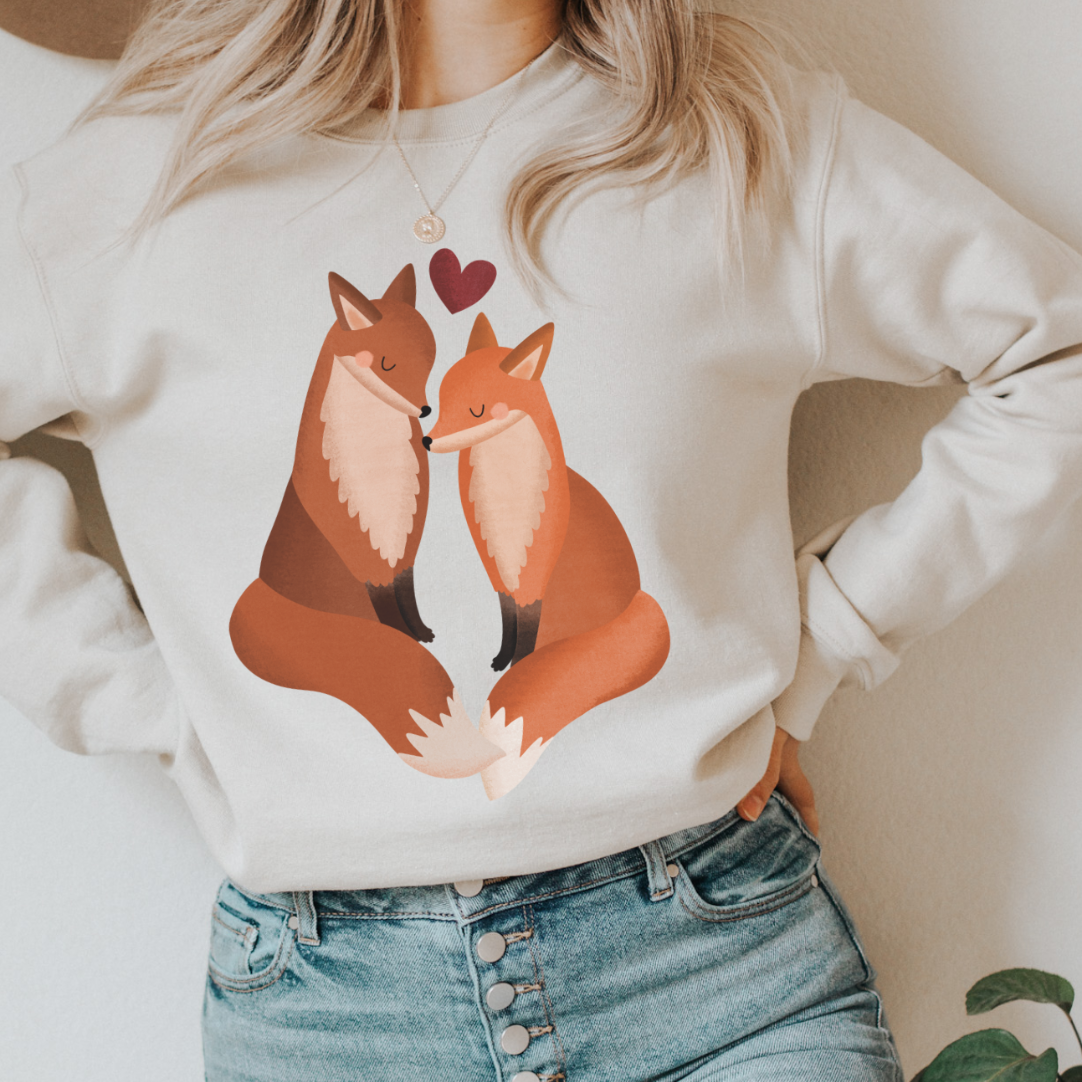 Pullover Füchse Liebe BIOBAUMWOLLE - Paarpulli Fuchs Geschenk