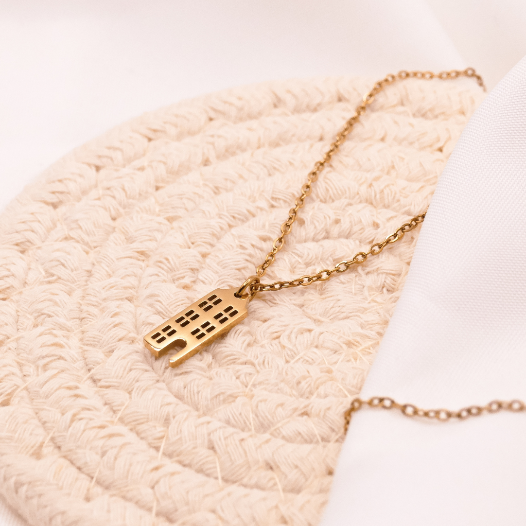 Halskette Grachtenhäuser Haus Kette in Gold 18k vergoldet - Schmuck Holland Amsterdam Häuser - Geschenkidee Reise Freundin süß