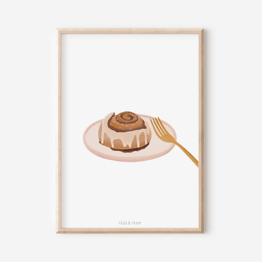 Poster Zimtschnecke Schweden - Kunstdruck FIKA Skandinavien