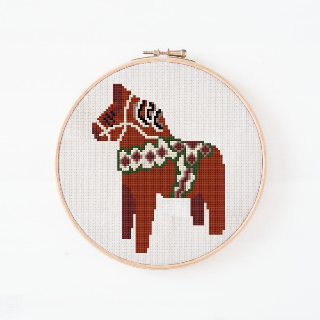 Dala Pferd Cross Stitch Pattern PDF - Schweden Kreuzstich-Vorlage Skandinavien DIY