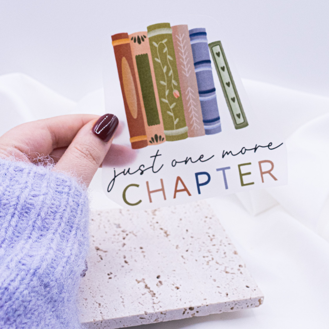 Bügelbild Bücher Lesen "One more Chapter" Aufnäher - Geschenk Shirt verzieren Buch