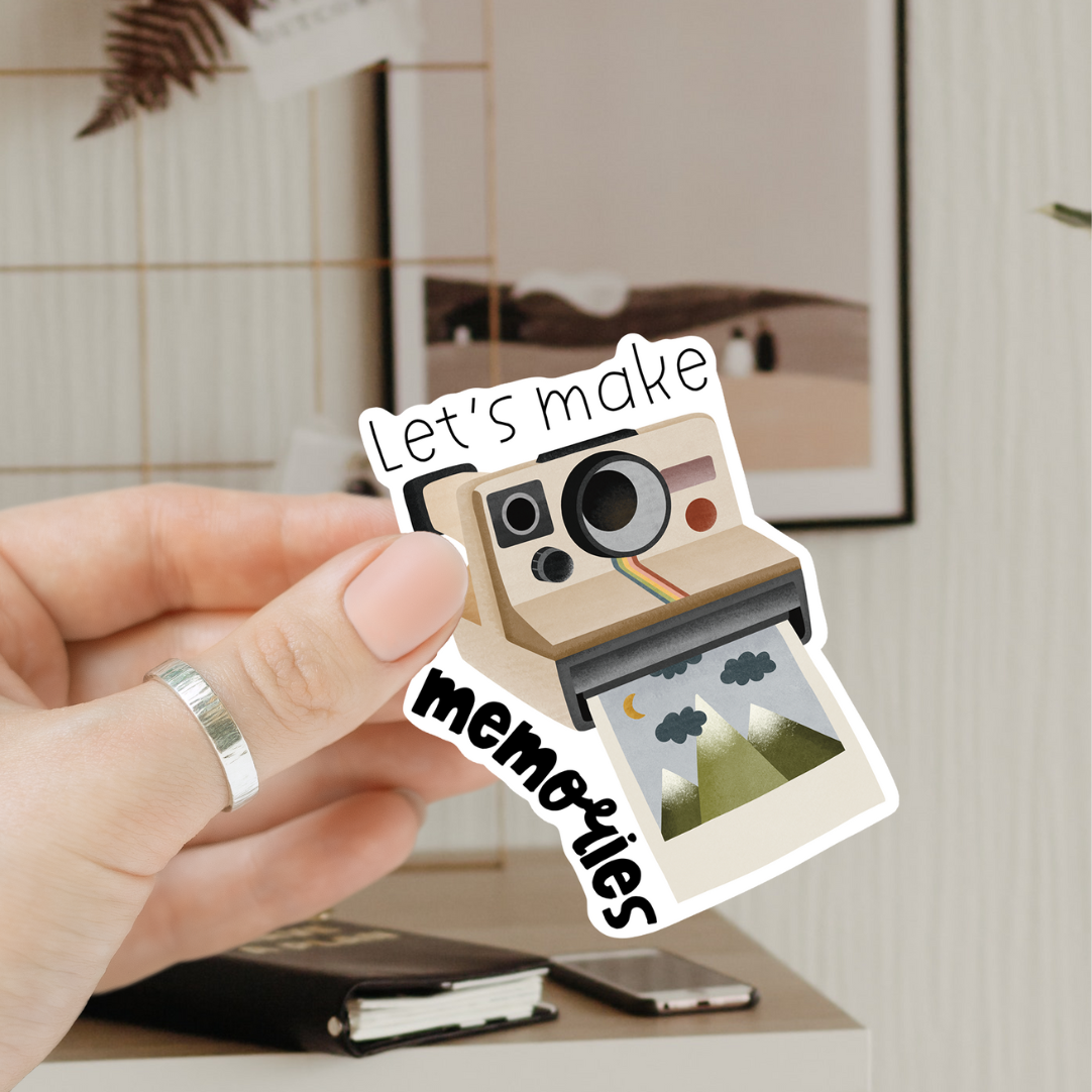 Sticker Polaroid Kamera Abenteuer - Vinyl Aufkleber "let's make memories"