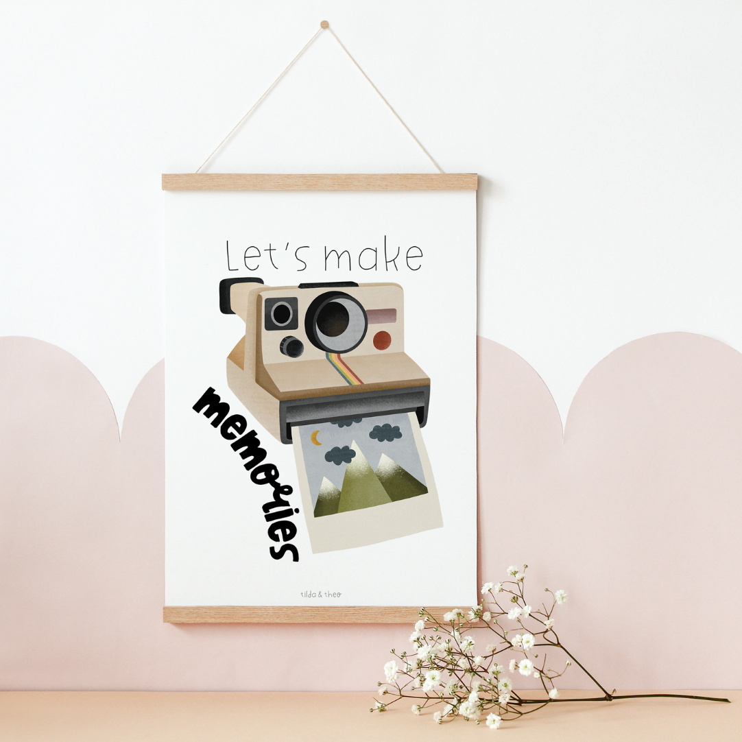 Poster Polaroid Kamera Reise - "Let's make memories" Abenteuer Poster