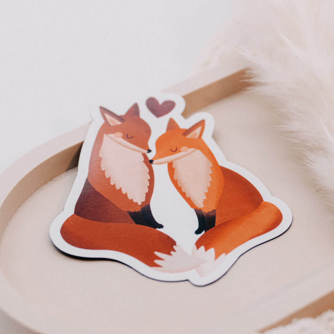 Magnet Fuchs Paar Hochzeit - Kühlschrankmagnet Geschenk