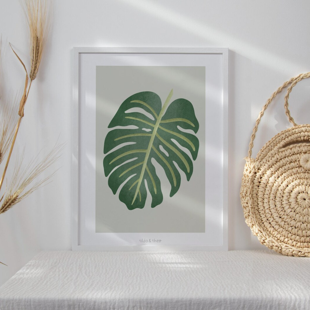 Poster Monstera Zimmerpflanze - Boho Pflanze Botanischer Print