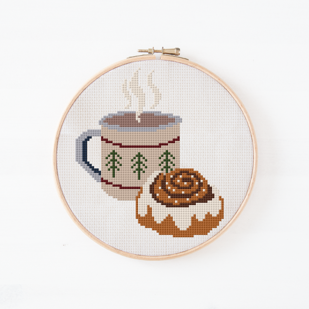 Zimtschnecke Cross Stitch Pattern PDF - Schweden Kanelbulle Hygge Kreuzstich-Vorlage