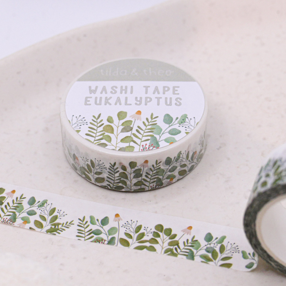 Washi Tape Eukalyptus Zweige - Klebeband Masking Tape Blumenwiese