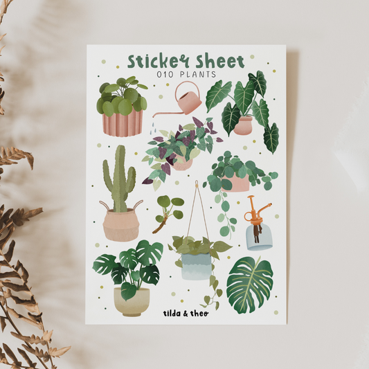 Sticker Sheet Pflanzen Zimmerpflanzen Stickerbogen Monstera 010 - Aufkleber Kalender Topfpflanze