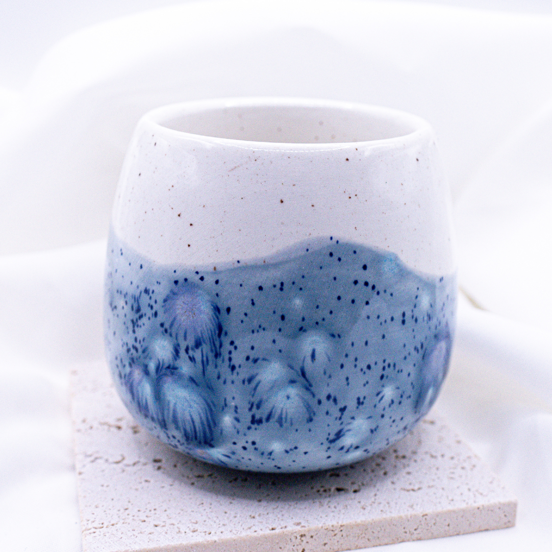 Tasse Sprenkel blau handbemalter Becher - Kaffeebecher Kaffeetasse blau marmoriert