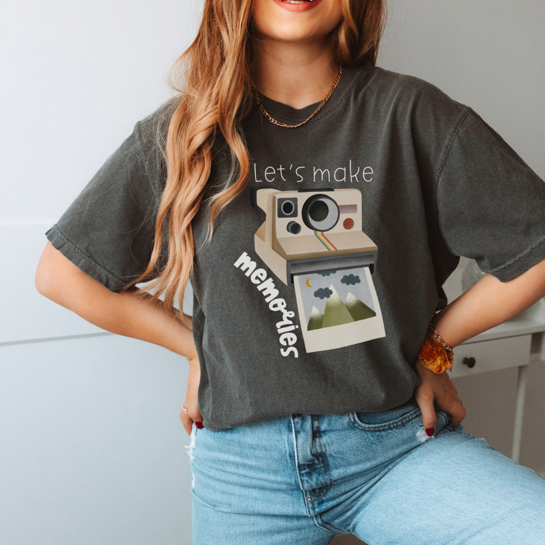 Tshirt Abenteuer Polaroid Kamera - BIOBAUMWOLLE Let's make memories Reise Shirt Vorderseite