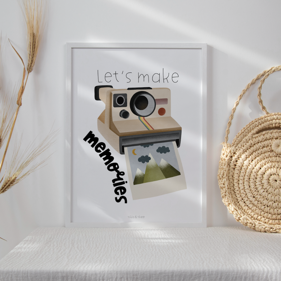 Poster Polaroid Kamera Reise - "Let's make memories" Abenteuer Poster