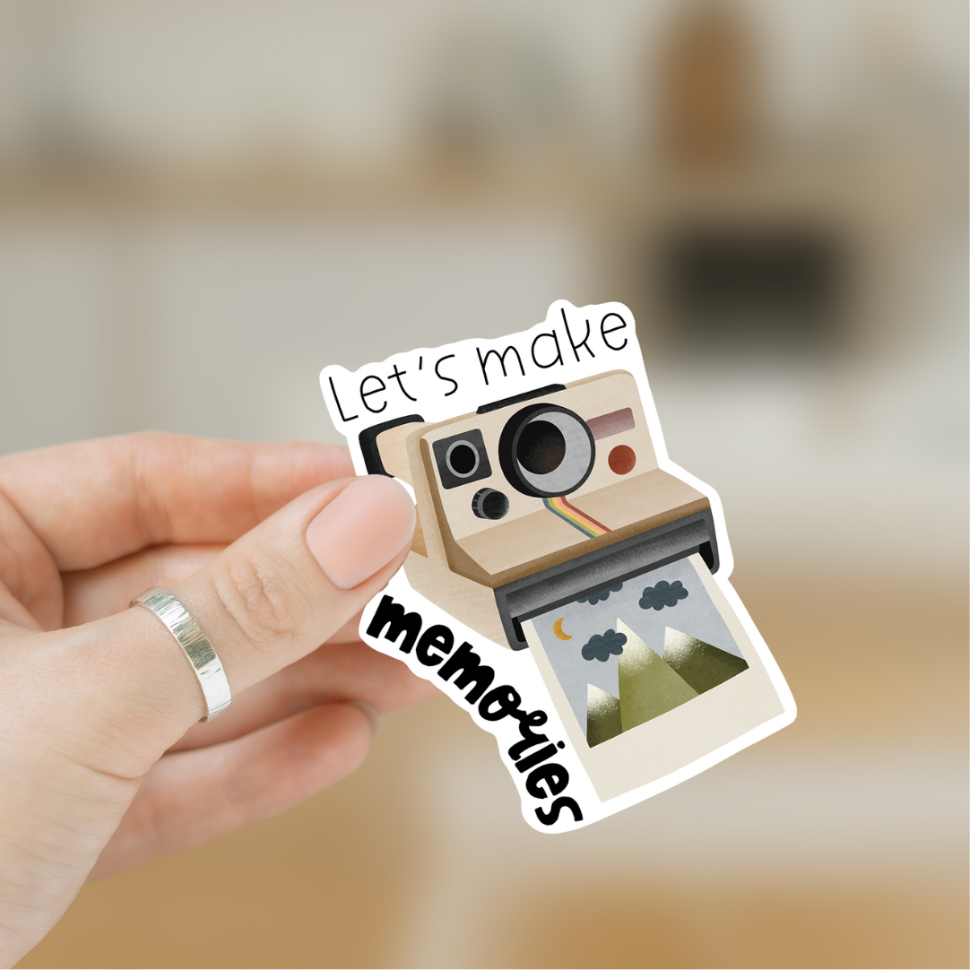 Sticker Polaroid Kamera Abenteuer - Vinyl Aufkleber "let's make memories"