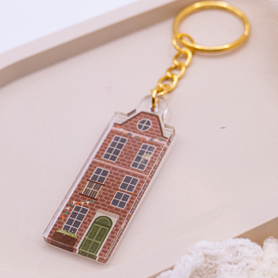 Schlüsselanhänger Haus Amsterdam Acryl - Geschenk Einzug Niederlande Häuser