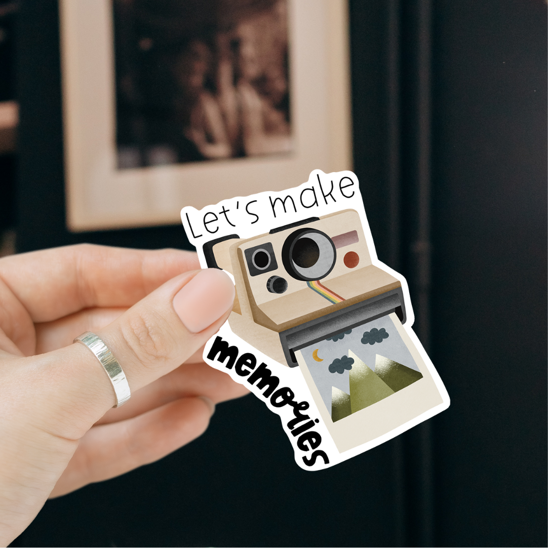 Sticker Polaroid Kamera Abenteuer - Vinyl Aufkleber "let's make memories"