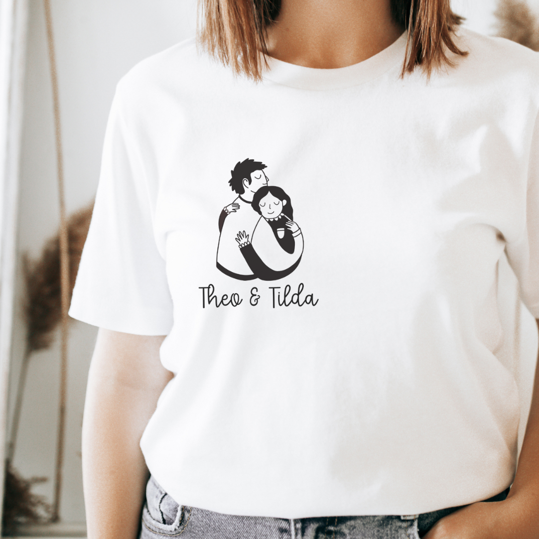 T-Shirt Paar Namen BIOBAUMWOLLE - Paarshirt Liebe Umarmung