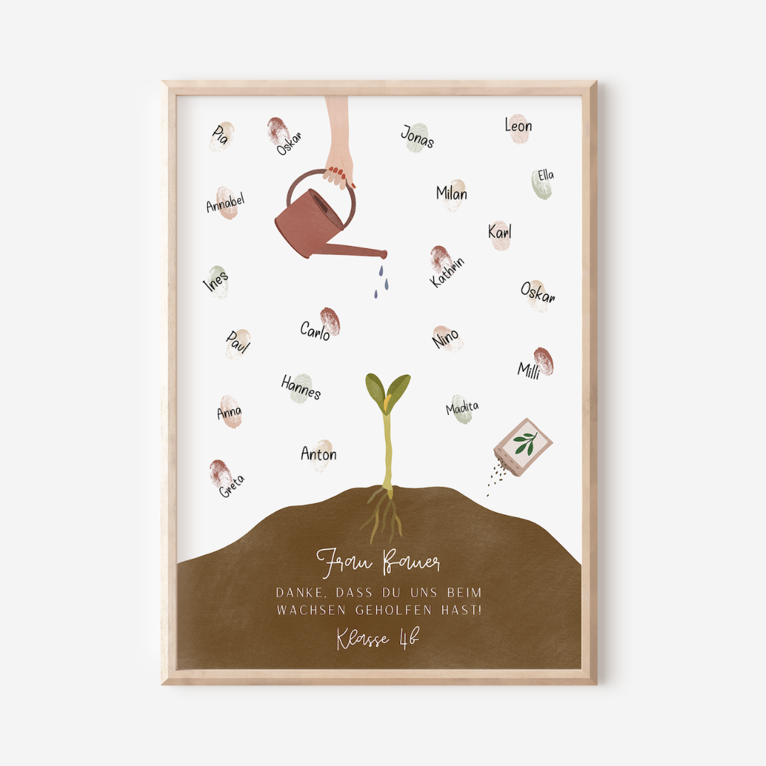 Farewell Gift Teacher Growing - Fingerprint Poster