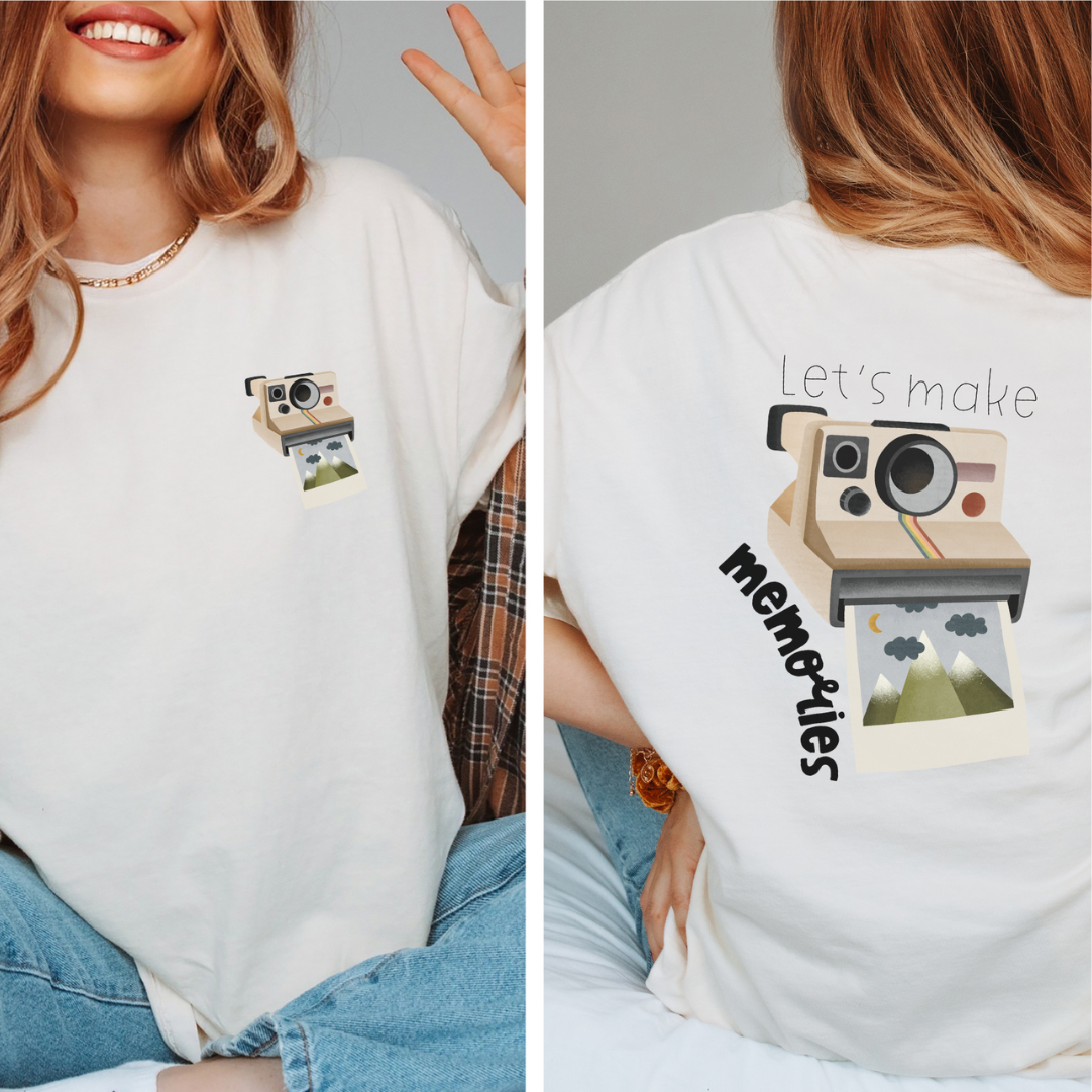 Tshirt Abenteuer Polaroid Kamera - BIOBAUMWOLLE Let's make memories Reise Shirt