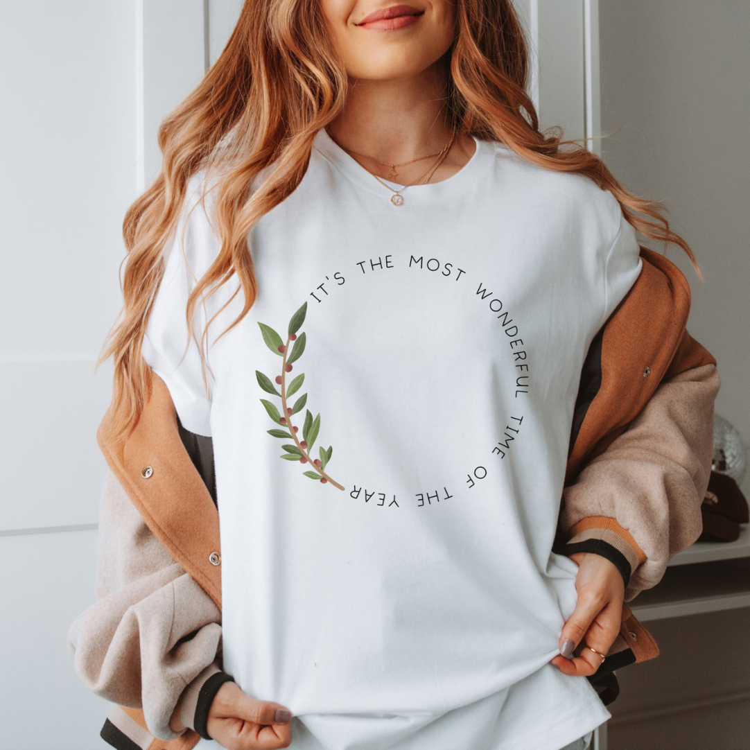 T-Shirt Weihnachten Kranz Eukalyptus aus BIOBAUMWOLLE - Christmas Wreath