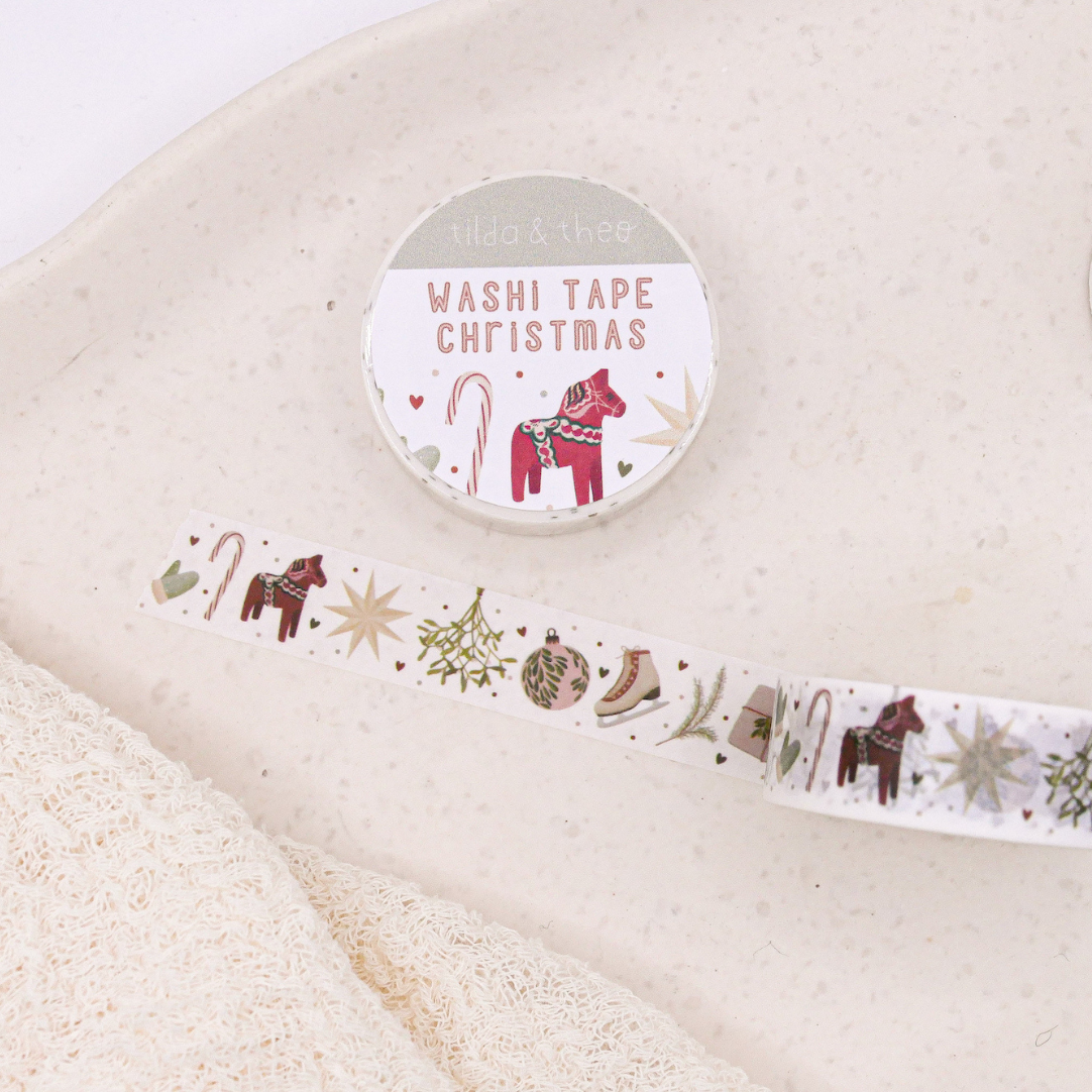 Washi Tape Weihnachten - Klebeband Masking Tape Schweden God Jul