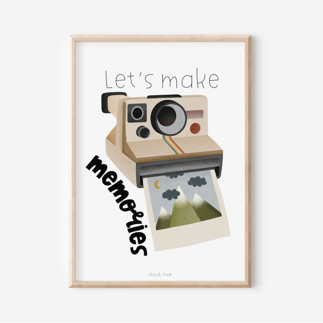 Poster Polaroid Kamera Reise - "Let's make memories" Abenteuer Poster