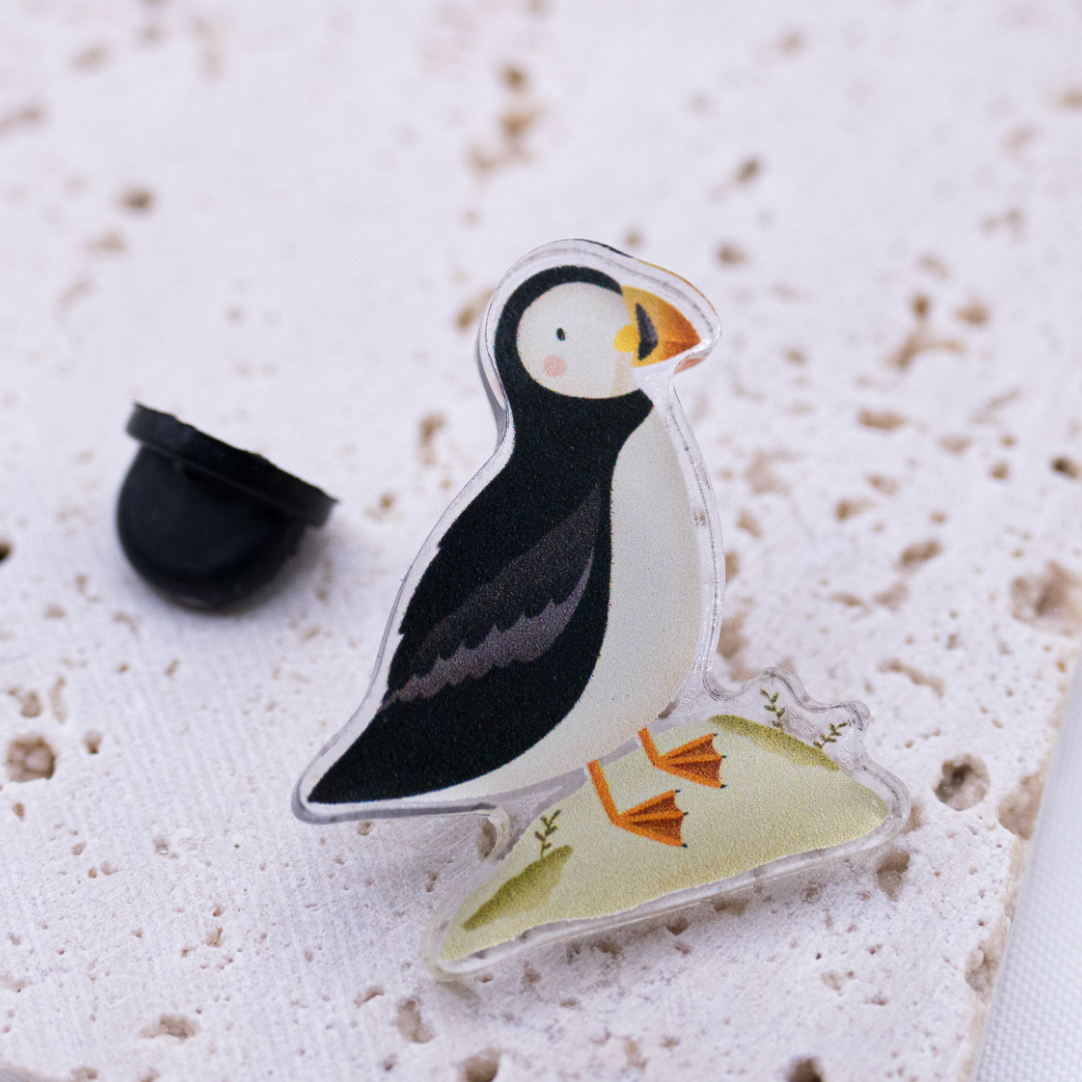 Pin Puffin Papageientaucher Acryl - Geschenk Island Skandinavien Brosche Andenken