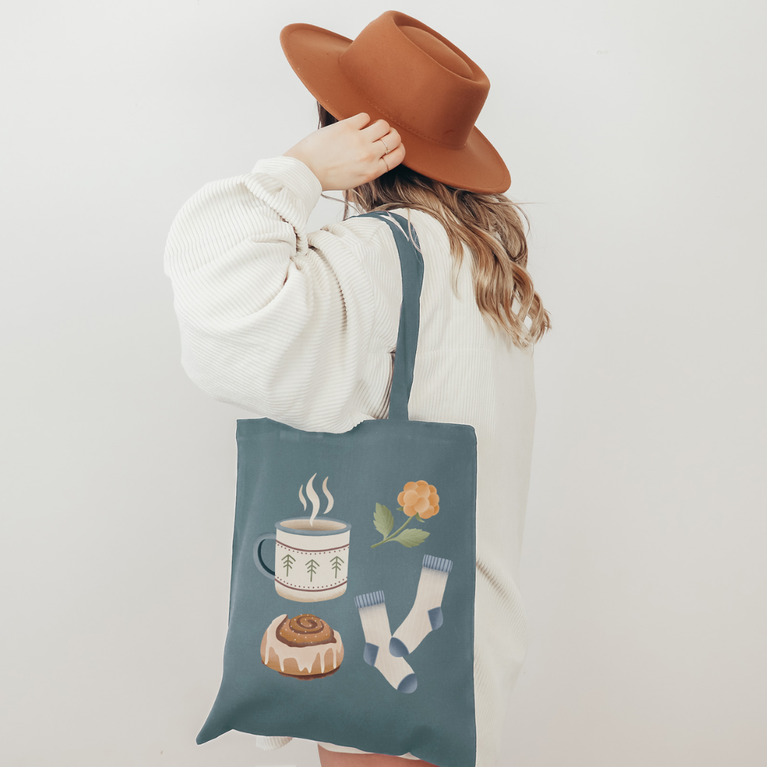 Stofftasche Herbst Hygge Skandi Jutebeutel Norden - Skandinavien Schweden - Geschenk gemütliche Jutetasche