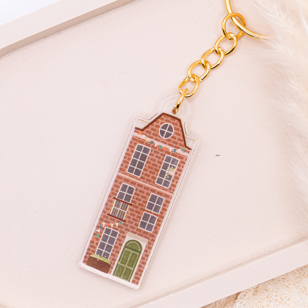 Schlüsselanhänger Haus Amsterdam Acryl - Geschenk Einzug Niederlande Häuser