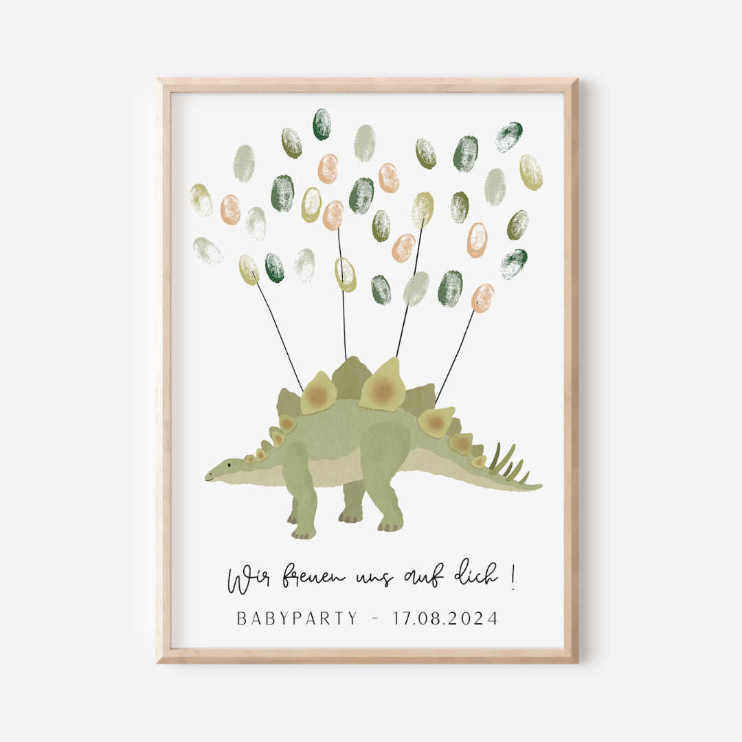 Baby Shower Guest Book Dino - Fingerprint Guest Book Dinosaur