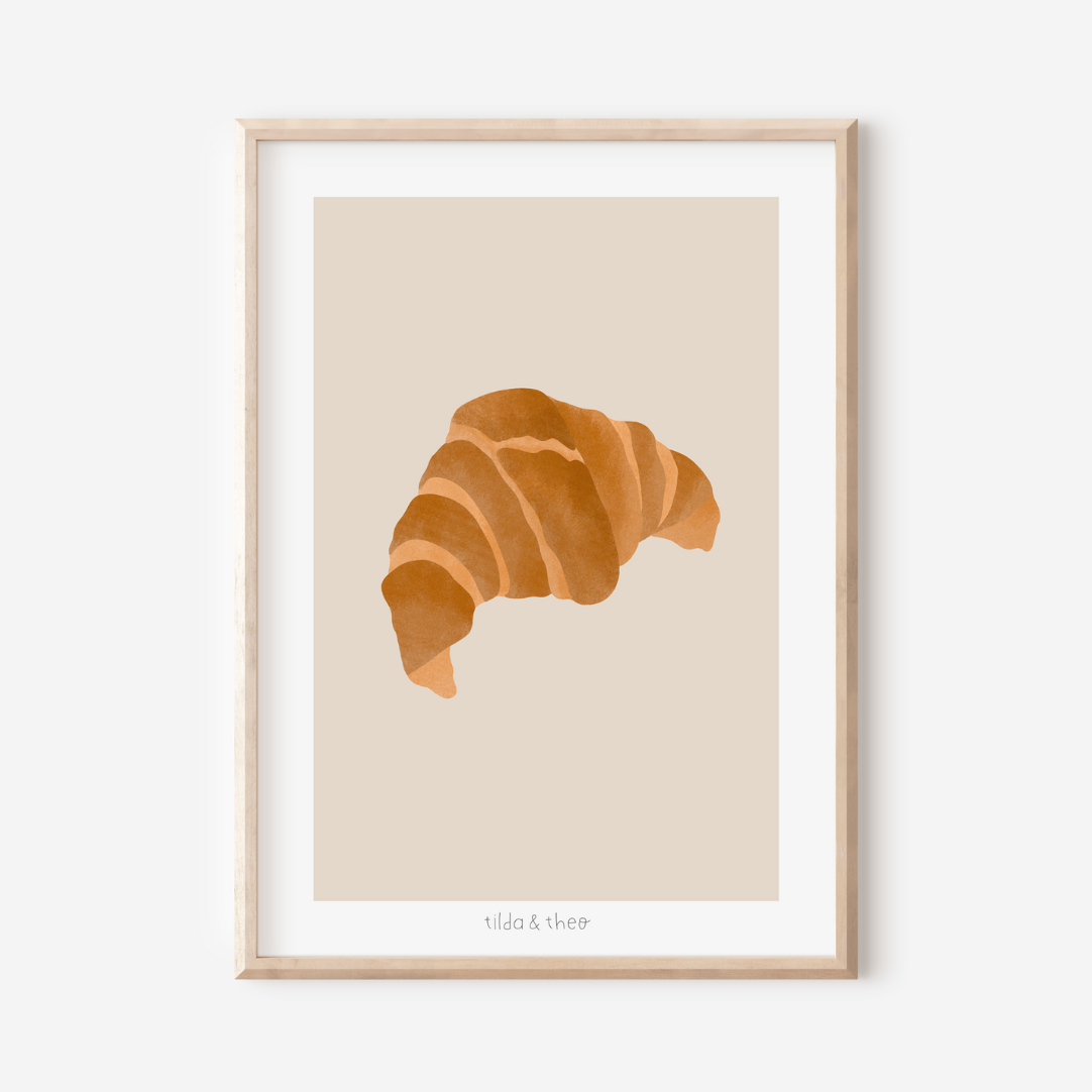 Poster Croissant schlicht Frühstück - Kunstdruck Croissant Muster Einzug Küche