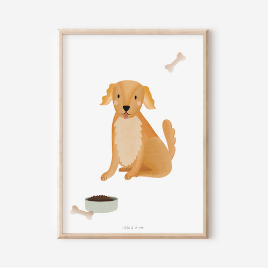 Poster Hund Golden Retriever - Kinderzimmer Kinderposter Baby