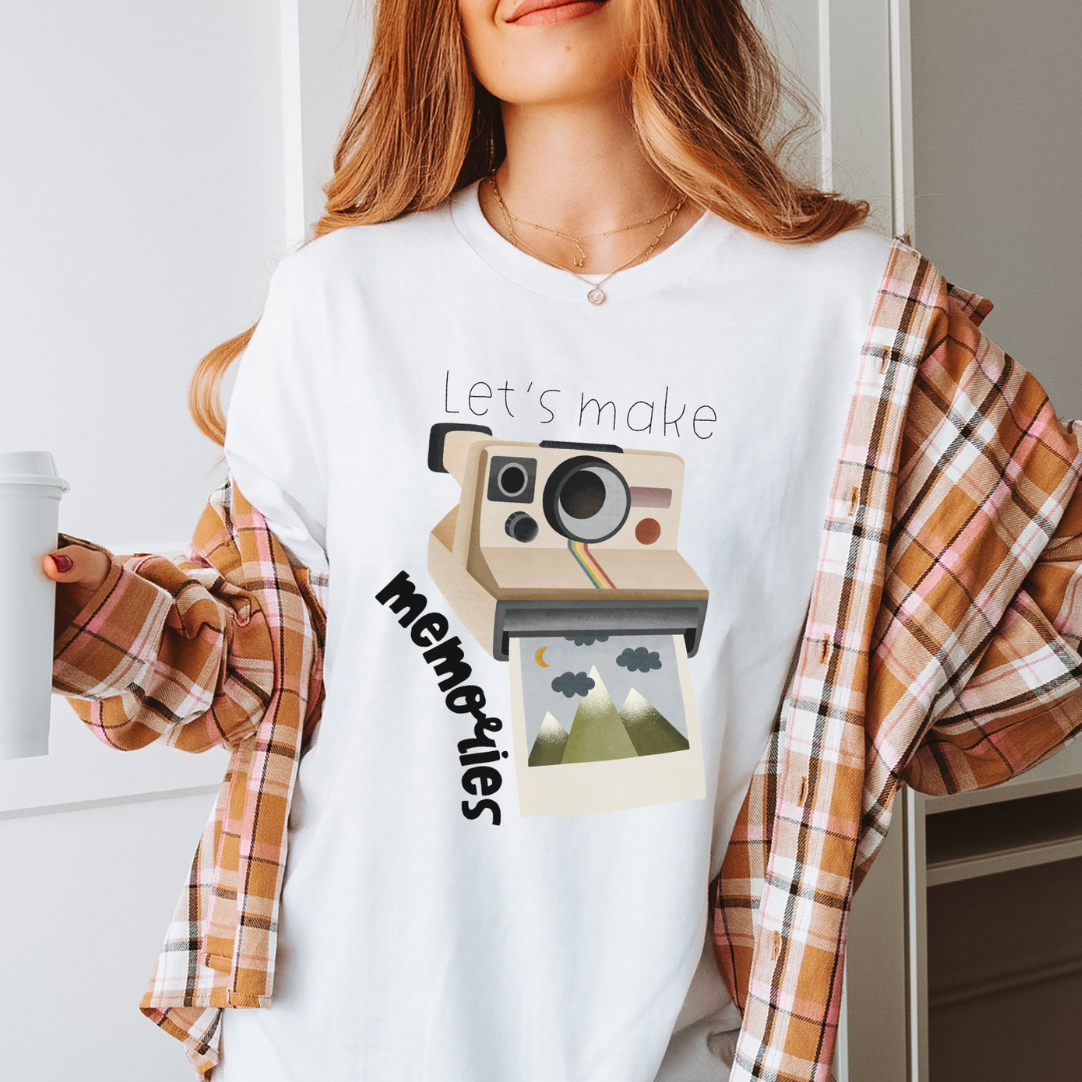 Tshirt Abenteuer Polaroid Kamera - BIOBAUMWOLLE Let's make memories Reise Shirt Vorderseite