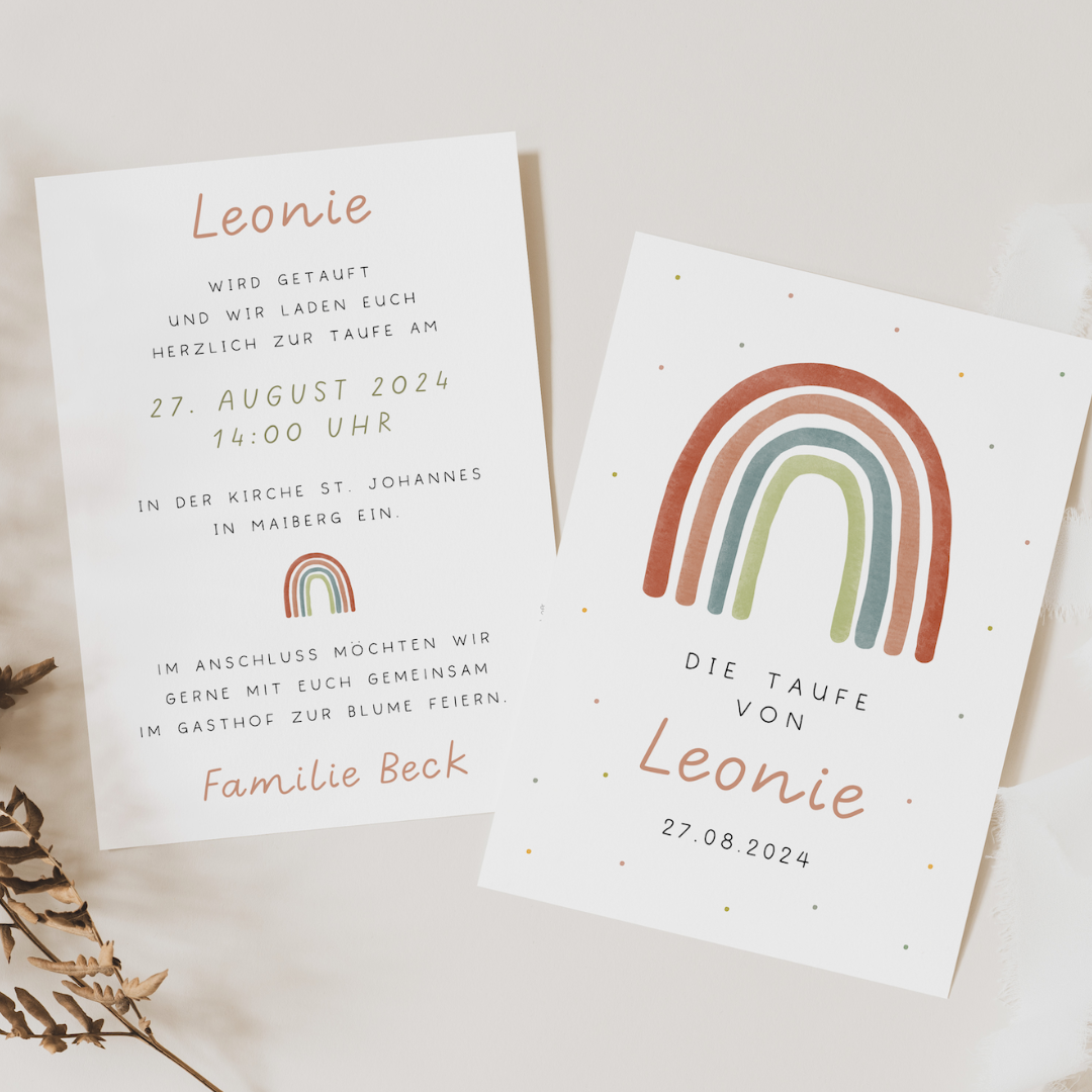 Invitation cards baptism rainbow - 003 LEO