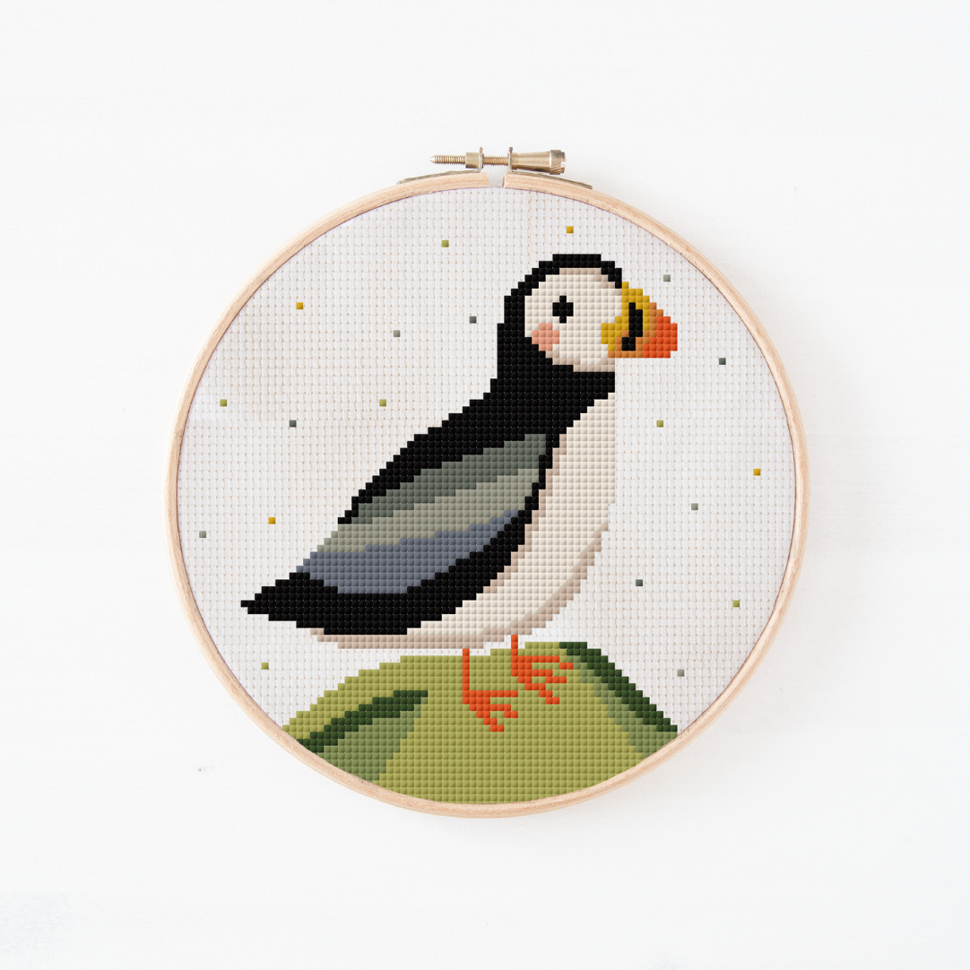 Puffin Cross Stitch Pattern PDF - Papageientaucher Island Kreuzstich-Vorlage