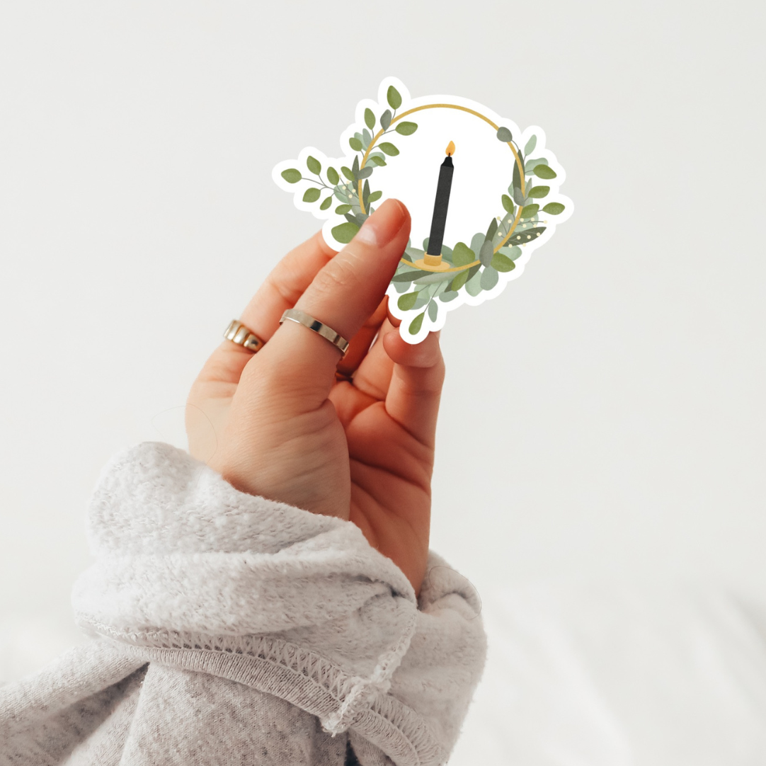 Sticker Türkranz Eukalyptus Vinyl - Aufkleber Weihnachten Kranz Kiss Cut