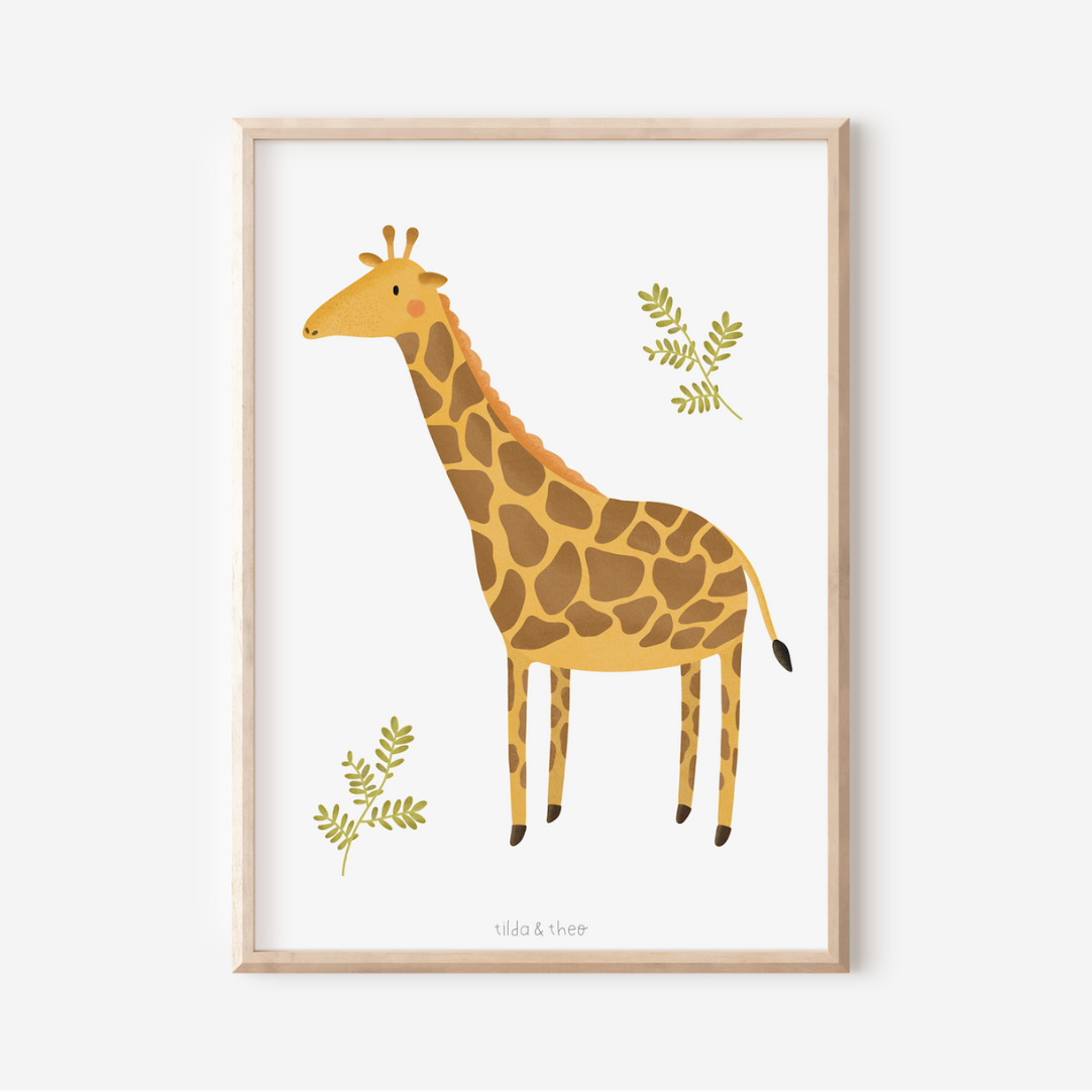 Poster Giraffe Kinderzimmer - Kinderposter Baby Tiere