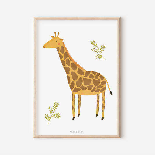 Poster Giraffe Kinderzimmer - Kinderposter Baby Tiere