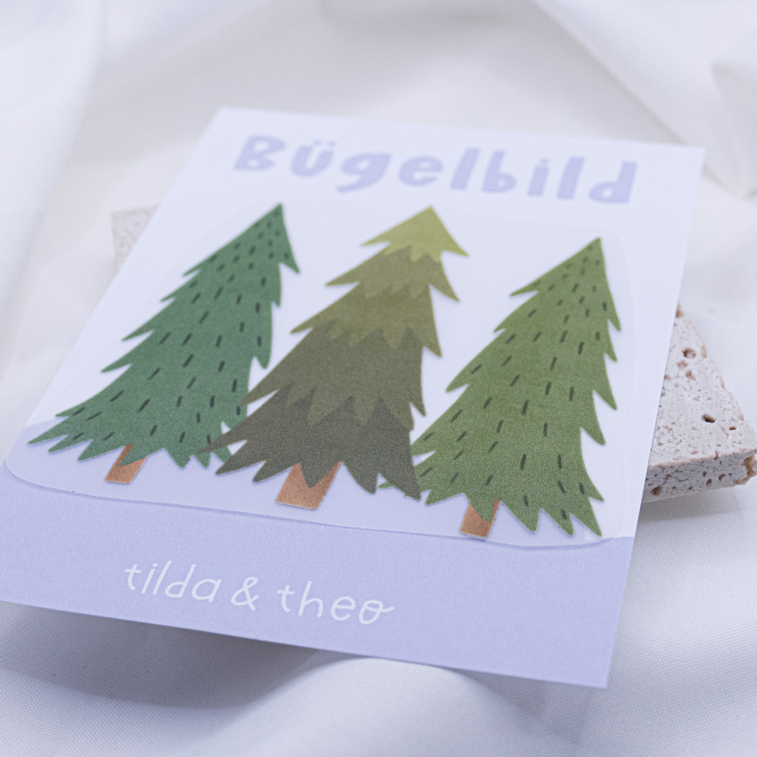 Bügelbild Tannenbaum Winterwald Aufnäher Einzug - Geschenk Shirt verzieren Weihnachten Bäume