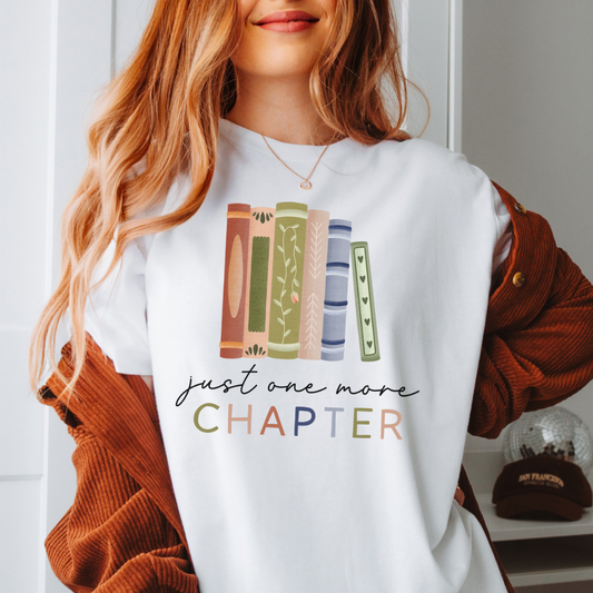 T-Shirt Buch Lesen - "Just one more chapter" Booklover Shirt