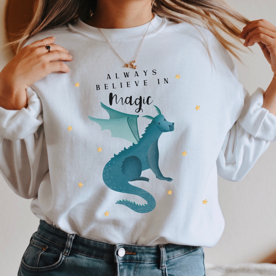 Pullover Drache Fantasie - Booklover Believe in Magic Sweater