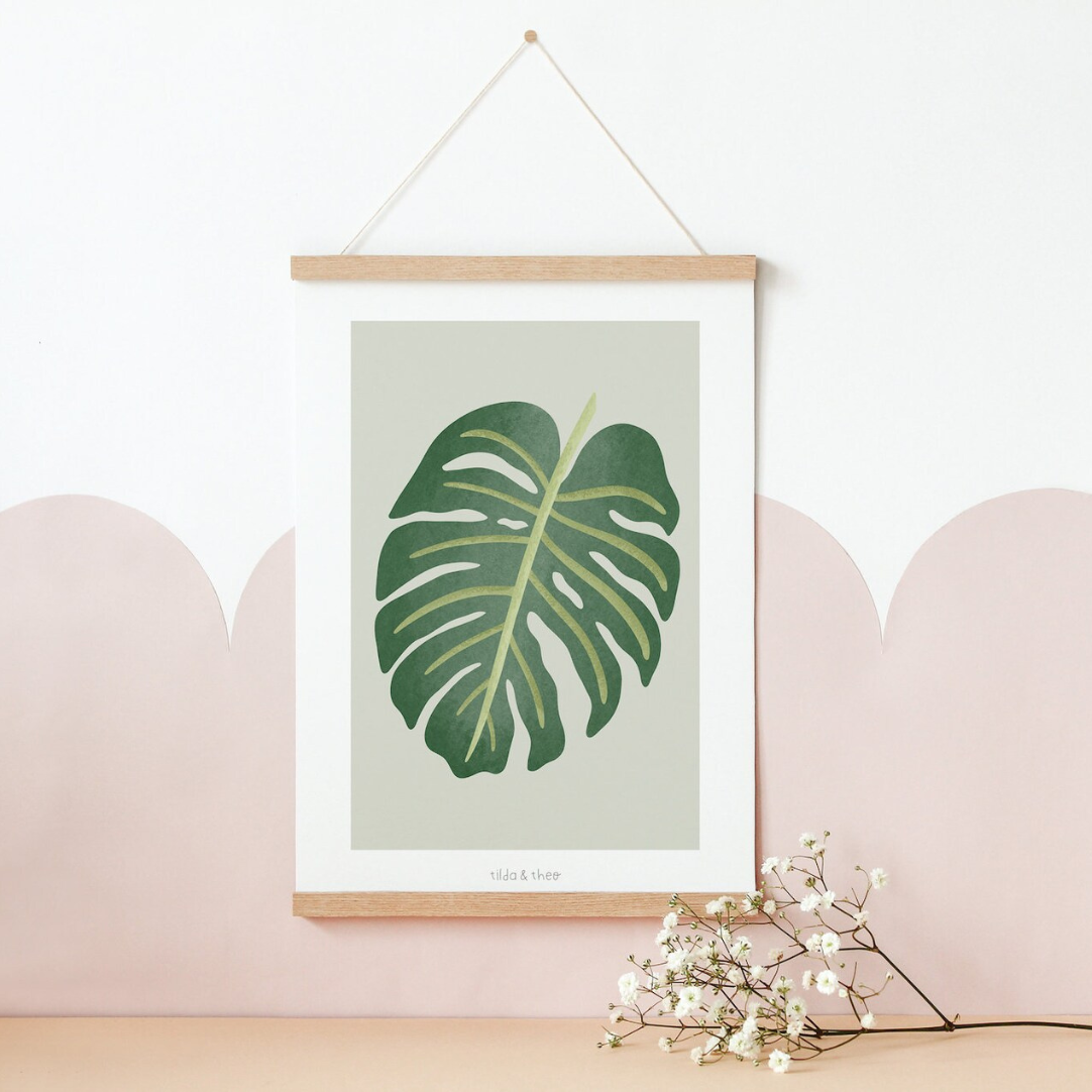 Poster Monstera Zimmerpflanze - Boho Pflanze Botanischer Print