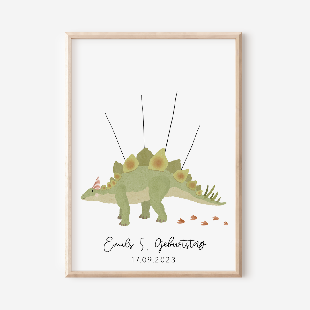 Guestbook Birthday Dino - fingerprint guestbook dinosaur