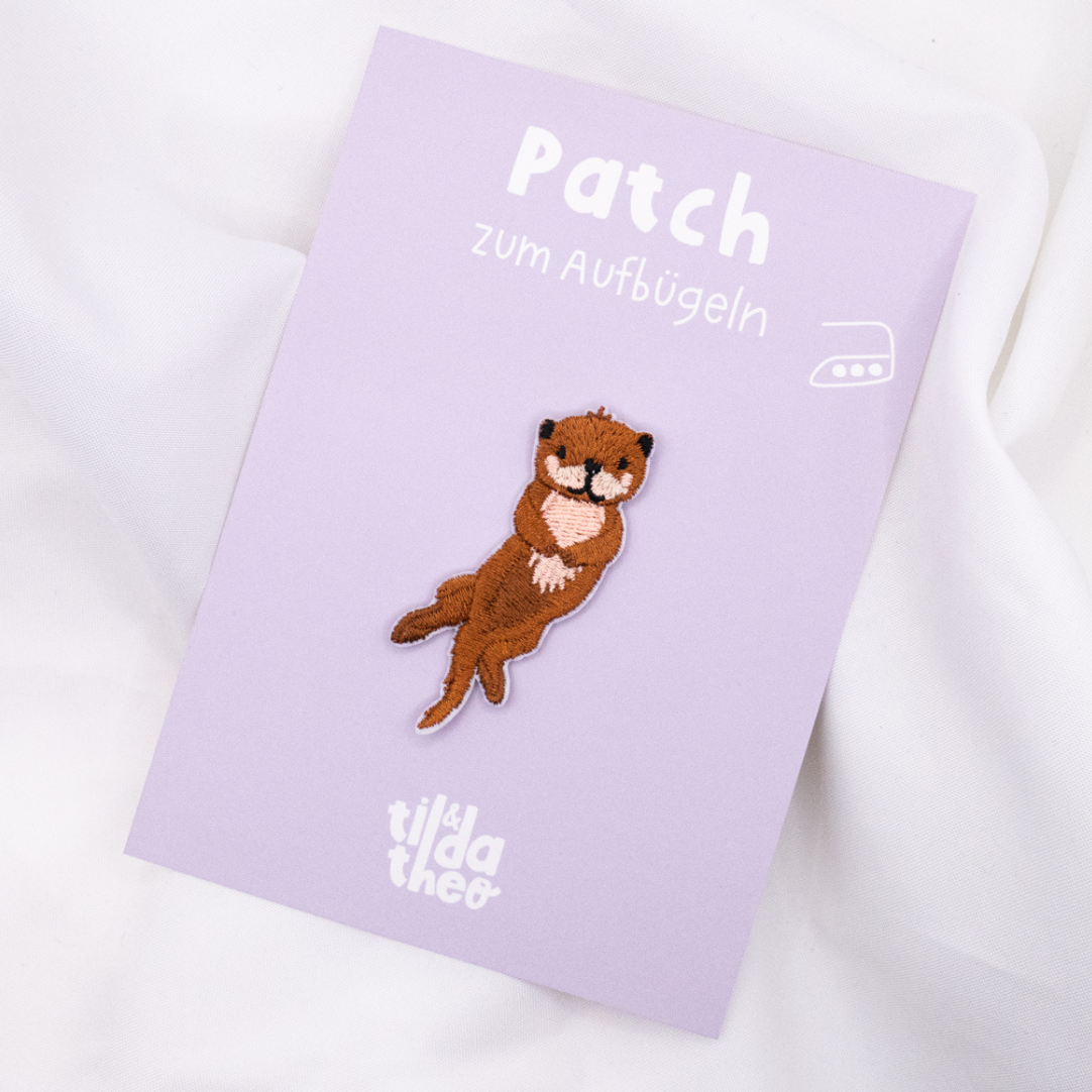 Patch Otter Aufnäher Süßer Tierpatch Shirt bedrucken - Kinder Geschenk Shirt verzieren Iron On Patch Ottergeschenk
