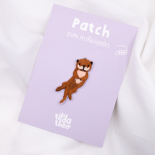 Patch Otter Aufnäher Süßer Tierpatch Shirt bedrucken - Kinder Geschenk Shirt verzieren Iron On Patch Ottergeschenk