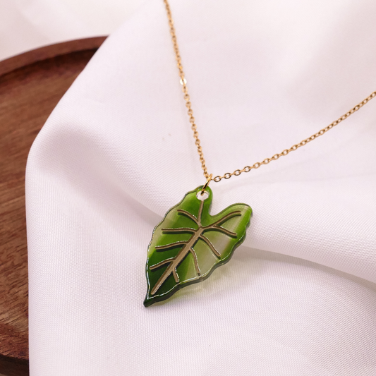 Halskette Zimmerpflanze Begonie - Kette 18k vergoldet allergikerfreundlich Monstera Blatt Anhänger