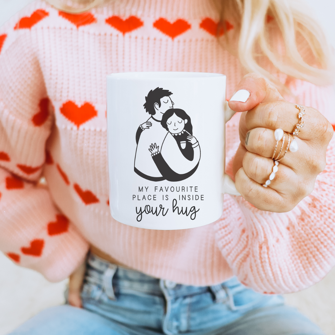 Mug couple hug - enamel mug 0.3 ml 