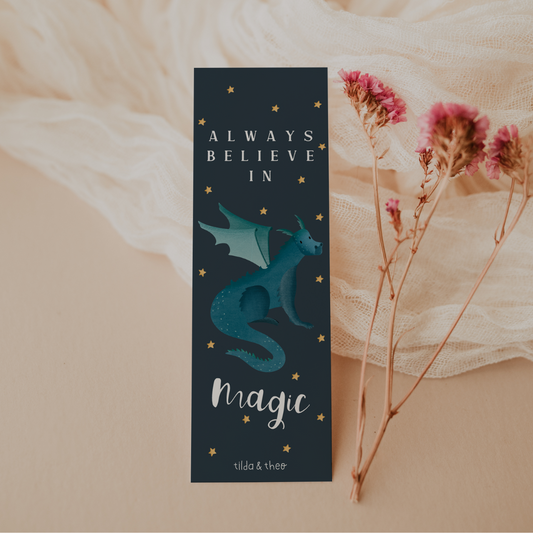 Lesezeichen Drache "always believe in magic" - Buch Geschenk Fanatsy