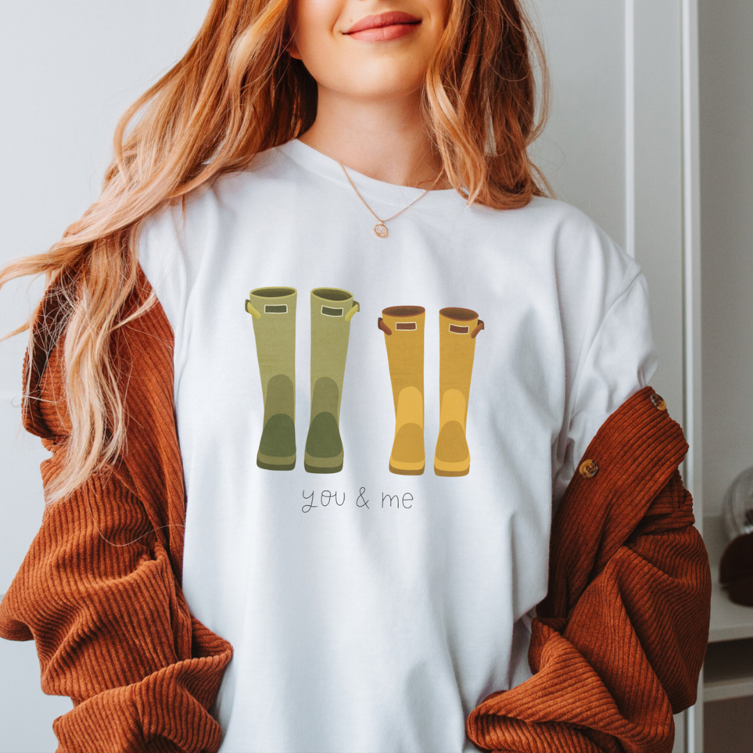 T-Shirt Gummistiefel BIOBAUMWOLLE - Paarshirt Herbst Geschenk you & me