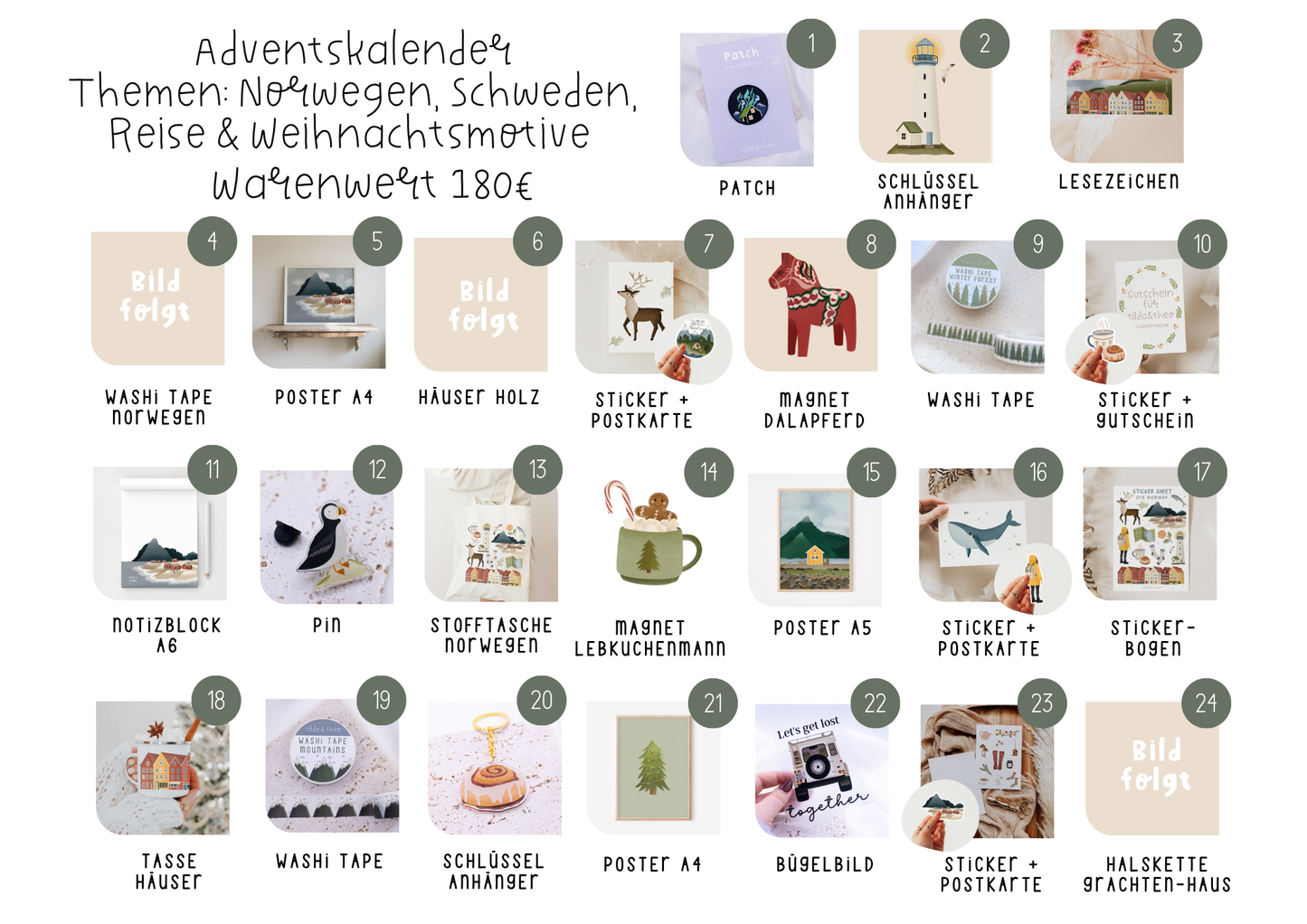 Adventskalender 2025 REISE Norwegen, Skandinavien & Weihnachtsmotive Geschenkbox oder MOTIVMIX - 180€ Warenwert Reisegeschenk Adventskalender Erwachsene