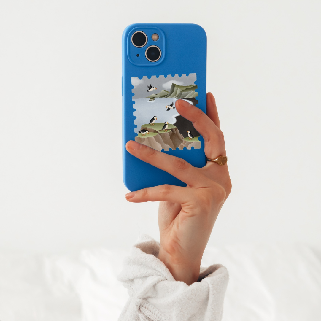 Sticker Puffin Island - Vinyl Aufkleber Papageientaucher Reisesticker Island Schwarzer Strand