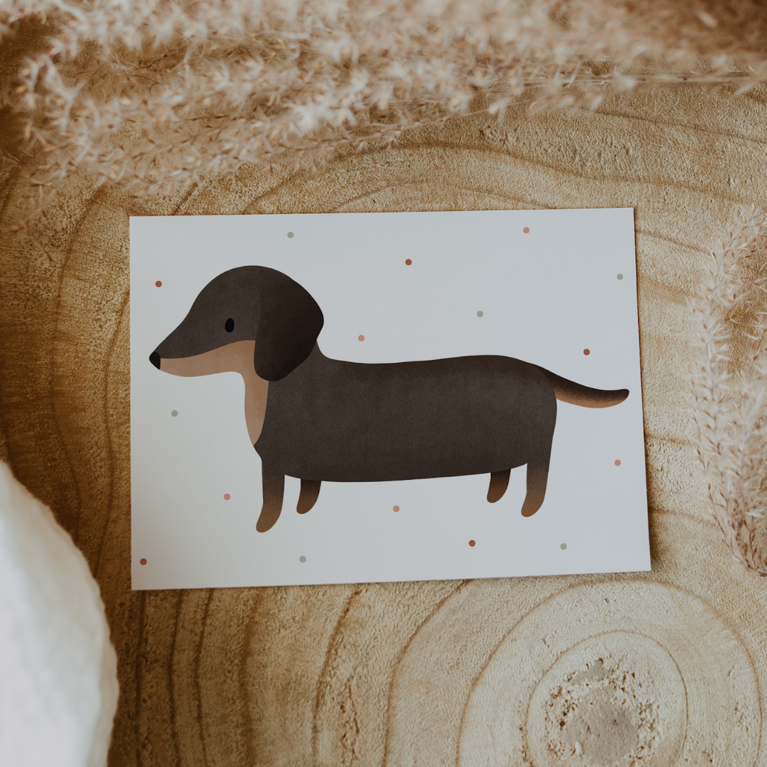 Postkarte Dackel Hund Hunderasse - A6 Geburtstag Dachshund